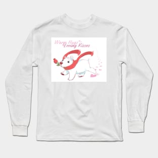 Cute Polar Bear with Rose and Scarf CARD Long Sleeve T-Shirt